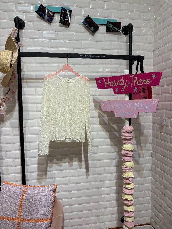 Lace Textured Long Sleeve Top- C5030 - Picture 1 of 2